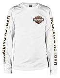 HARLEY-DAVIDSON Men's Long Sleeve Orange Bar & Shield White Shirt 30291964
