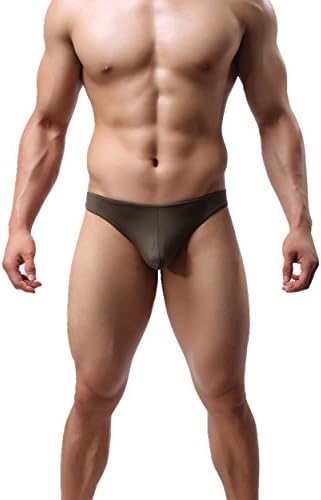 JIMEI3B Men's Sexy Underwear Thong G-String Low Rise T-Back Bikini Briefs Swimsuit (S, Brown)