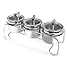 VANRA High Quality 304 Stainless Steel Seasoning Containers Spice Jar Spice Rack Condiment Cruet Bottle Kitchen Supplies Salt Pepper Sugar Storage Organizers with Serving Spoons, Spice Stand, Set of 3