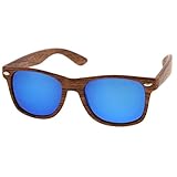 zeroUV - Classic Wood Printed Colored Mirror Square Lens Horn Rimmed Sunglasses 54mm