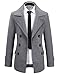 Beninos Mens Wool Slim Fit Double Breasted Half Trench Coat (0051, Grey, M)