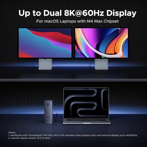 UGREEN Thunderbolt 5 Docking Station, Revodok Max 13-in-1 TB5 Dock, 120Gbps Max Transfer, Single 8K@60Hz, Triple 4K@144Hz, 140W Laptop Charging, 2.5GbE, 312MB/s SD/TF, for TBT5/4 MacBooks and Windows