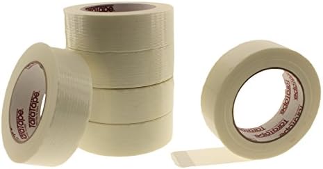 6x 1 1/2" Filament Strapping Tape 1.5 in HEAVY DUTY Fiberglass Packaging Tape Reinforced Glass Strand String Strapping Tape Packing Bundling Wrapping Palletizing Transparent Clear 4 Mil x 60 yd