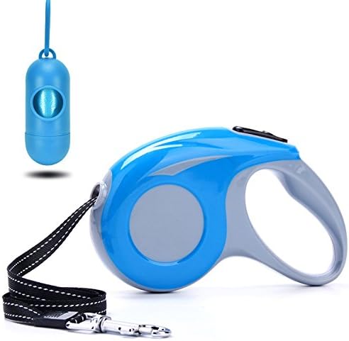 Retractable Dog Leash by TrustyPaw - Adjust the Length with Greater Ease than any Other Leash - Top Quality Locking System and ABS Plastic - BONUS Poop Bag Dispenser with Bags Included