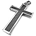 INBLUE Men's Stainless Steel Pendant Necklace Cross -with 23 Inch Chain (B1: Black)