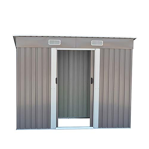 Abri de Jardin en Métal 5,1m³ Cabane à Outils Rangement (Gris)
