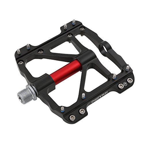 Mzyrh 3 Bearings Mountain Bike Pedals Platform Bicycle Flat Alloy Pedals 9/16" Pedals Non-Slip Alloy Flat Pedals