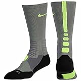 Nike Hyper Elite Cushioned Basketball Socks (Small, Tumbeled Grey/Volt)