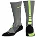 Nike Hyper Elite Cushioned Basketball Socks (Small, Tumbeled Grey/Volt)