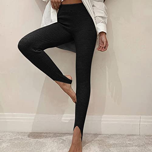 Women's Stirrup Leggings Stretchy Slim High Waist Yoga Pants Solid