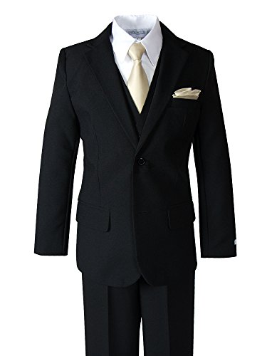 Spring Notion Baby Boys' Modern Fit Dress Suit Set with Necktie and Handkerchief X-Large Black-Champagne
