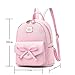 Girls Bowknot Fahsion Leather Small Backpack Mini Backpack for Women Pink