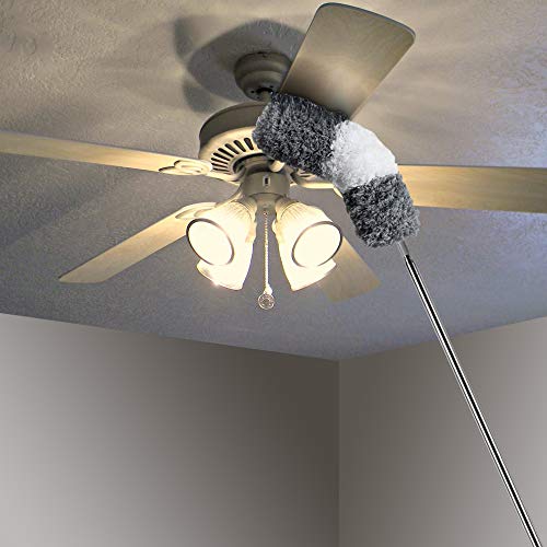 Telescoping Microfiber Duster,Ceiling Fan Duster, Retractable Stainless Steel Pole,Bendable Washable Head,30-100 inches,for Cleaning Roof, Blinds, Cobwebs,Ceiling, Corners,Furniture,Car,Skylight