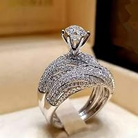 Endicot 2Pcs White Sapphire 925 Silver Ring Wedding Engagement Valentines Gift Sz 5-11 | Model RNG - 5383 | 9
