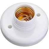 White E27 Round Plastic Screw Light Bulb Lamp Socket Holder，Electrical，Light Sockets