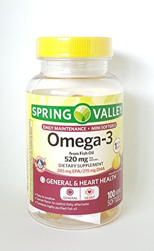 Spring Valley Omega-3, 520mg Dietary Supplement, 100 mini softgels