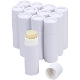 AHANDMAKER 12 Pcs White Paperboard Lip Balm Tubes 0.3 oz Empty Refillable Solid Perfume Lip Gloss Container for DIY Cosmetic Storage Travel Use Lip Gloss Chapstick Making