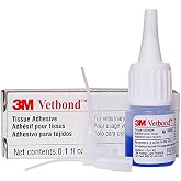 3M Vetbond Tissue Adhesive 0.1 oz (3 mL) &ndash; Fast-Acting Veterinary Wound Glue for Pets, Surgical-Grade Skin Adhesive Sealant with Blue Tint for Precise Application, Includes Reusable Applicator Tips