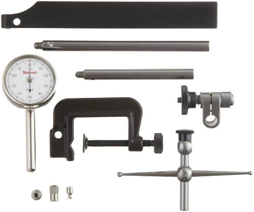 Starrett 196A5Z Universal Dial Indicator, Back Plunger, White Dial, 0-50-0 Reading, 0-0.2" Range, 0.001" Graduation
