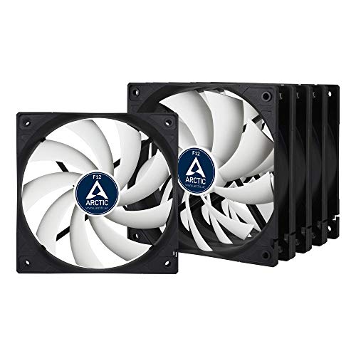 ARCTIC F12 (5 Pack) - 120 mm Standard Case Fan, Low Noise, quiet motor, Computer, Fan Speed: 1350 RPM - Black, White