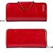 Yafeige Large Luxury Women's RFID Blocking Tri-fold Leather Wallet Zipper Ladies Clutch Purse(1-Waxed Red)