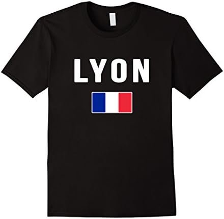 Mens Lyon T-shirt French Flag France Souvenir Tee Large Black