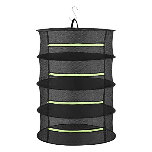 2 Feet Herb Drying Rack Hanging Collapsible 4 Layer Drying Basket Net