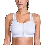 SYROKAN Women's Medium Support Zip Front Wire Free Racerback Tech Pro Sports Bra