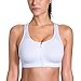 SYROKAN Women's Medium Support Zip Front Wire Free Racerback Tech Pro Sports Bra White L
