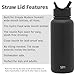 Simple Modern Straw Lid - Fits All Summit and Hydro Flask Wide Mouth Water Bottle Sizes - Insulated Splash Proof Cap for 10, 12, 14, 16, 18, 20, 22, 24, 32, 40, 64 & 84 oz - Midnight Black