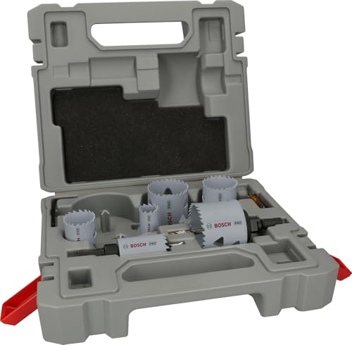 Bosch 12x PRO Multi Material Lochsäge-Set – Standardadapter (für Weichholz, Trockenbauwand, Ø 22, 29, 35, 44, 51, 64 mm, Professional Zubehör Bohrmasc