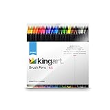 KINGART 444-48 Markers Real Brush Pens, Set of 48 Unique Colors, 48 Piece