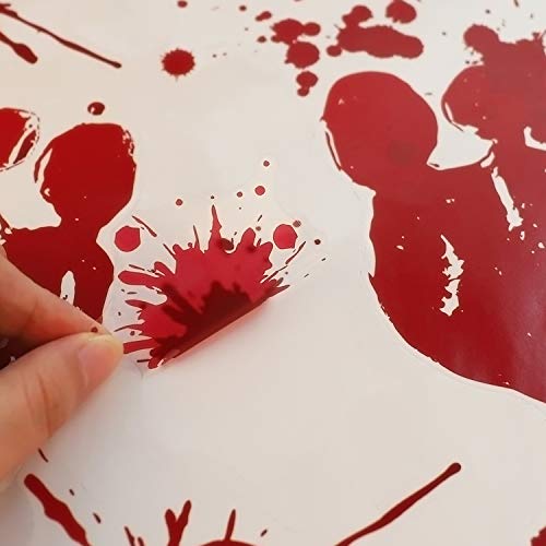 6 Sheets 78pcs Halloween Bloody Handprint Footprint Decals Stickers Decorations - Halloween Party Supplies - Vampire Zombie Fake Bloody Print For Window Wall Floor Bathtub Clings Decals Decor - Thumbnail 3