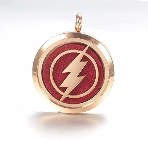 Flash Aromatherapy Necklace, Thunderbolt Lightening Locket Pendant, Rose Gold Gift Jewelry