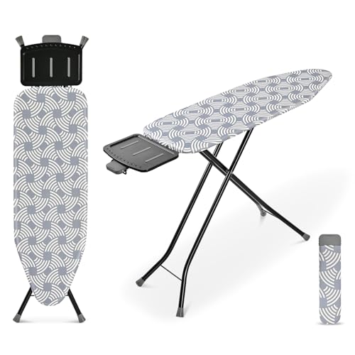 APEXCHASER Ironing Board, Full Szie Iron Board with Iron Rest,Height Adjustable,Extra Thick Heat Resistant Cover with Sleeve Board 15x45 Blue