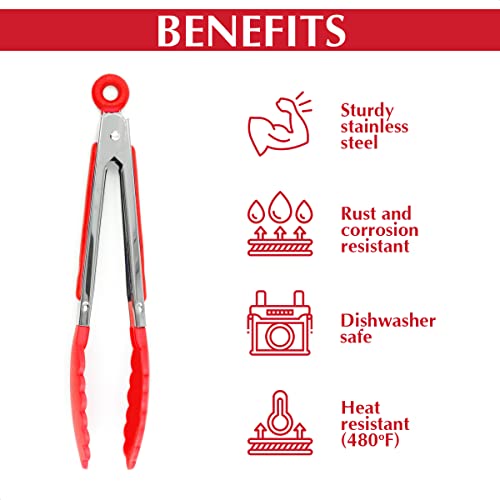 Kitchen Tongs with Silicone Tips 17.5IN Stainless Steel Air Fryer