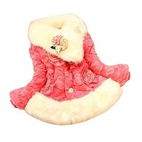 JIANLANPTT Baby Toddler Girl Faux Fur Collar Coat Kids Winter Fleece Warm Jacket Outerwear 5-6Years Watermelon Red 2