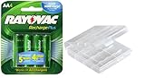 Rayovac AA Recharge PLUS High-Capacity Rechargeable 2400mAh NiMH Pre-Charged Batteries 4 Pack, With Battery Case