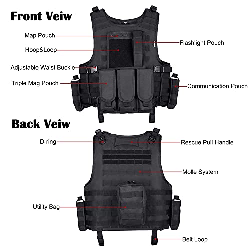 MGFLASHFORCE Tactical Airsoft Vest Adjustable Modular Paintball Vest