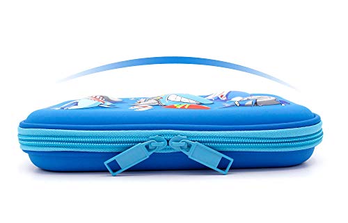 Angry Shark Boys Cool Pencil Case - Large Capacity Hardtop Pencil Box with Compartments - Colored Pencil Holder School Supply Organizer for Kids Girls Toddlers Children (Royal Blue)