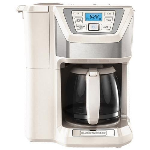 Black & Decker CM5000WD Mill & Brew Programmable Coffee Maker, White