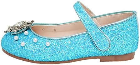 Rosenhill Girl's Luxury Frozen Elsa Anna Dress Flat Pearl Shoes