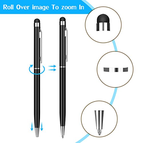 Stylus Pen,PROKING 2 in 1 Capacitive Stylus Ballpoint Pen for Universal Touch Screens Devices Stylus Pens for iPad,iPhone,Kindle,Samsung,HTC,Tablets(Black,Silver)