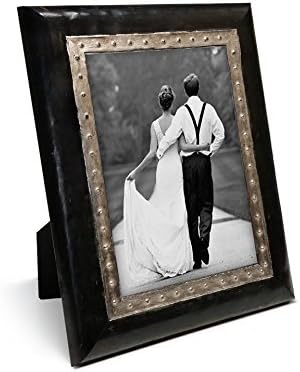 Custom Wood Steampunk Photo Picture Frame Distressed Studded Metallic 6 x 8 inch; Available in Grey, Blue, White, Black, Silver, Brown