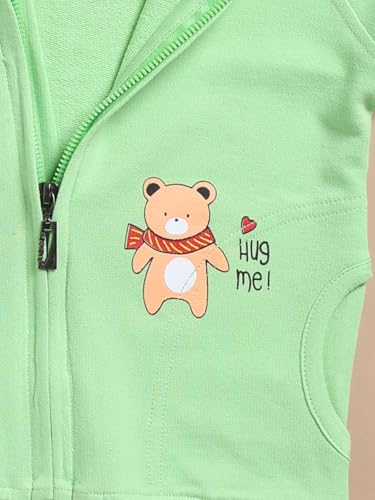 Peek-A-Boo Infant Winter Wear Full Sleeves Front Open Hooded Jacket, 100% Cotton Loopknit Fabric, Ultra-Soft with Breathable Comfort, Set of 3 1