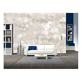 Beige and Grey Abstract Art Painting - Removable Wall Mural | Self-Adhesive Large Wallpaper - 66x96 inches