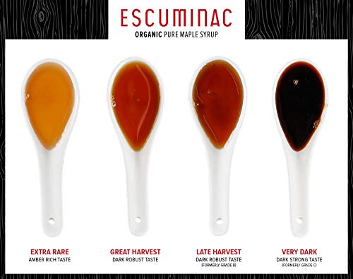 Award Winning Escuminac Extra Rare Maple Syrup 16.9 fl oz (500ml) Canada Grade A - Amber Rich Taste - Unblended Pure, Organic, Single Origin, Delicate, Velvety. A Sweet Gift For Any Occasion