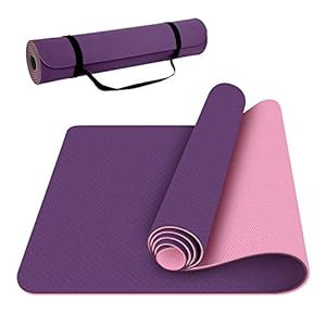 LQKYWNA 6mm Yoga Mat, Premium TPE Double Sided Non Slip Sweatproof Gym Home Portable Exercise Mat for Pilates, Yoga, Fitness, Workout