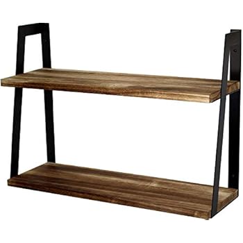 Peter's Goods 2-Tier Rustic Floating Wall Shelves for Bedroom, Kitchen, Living Room, Bathroom Decor & Storage - Modern Rustic Farmhouse Bookshelf, Industrial Wall-Mounted Wood Book & Display Shelving