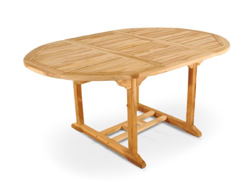 SAM 6tlg. Gartengruppe Borneo, Gartenmöbel-Set aus Teakholz massiv, 1 x Ausziehtisch/Gartentisch Borneo + 4 x Hochlehner / 5-Fach Verstellbarer Gartenstuhl Aruba + 1 x 3-Sitzer Gartenbank Caracas – Bild 3